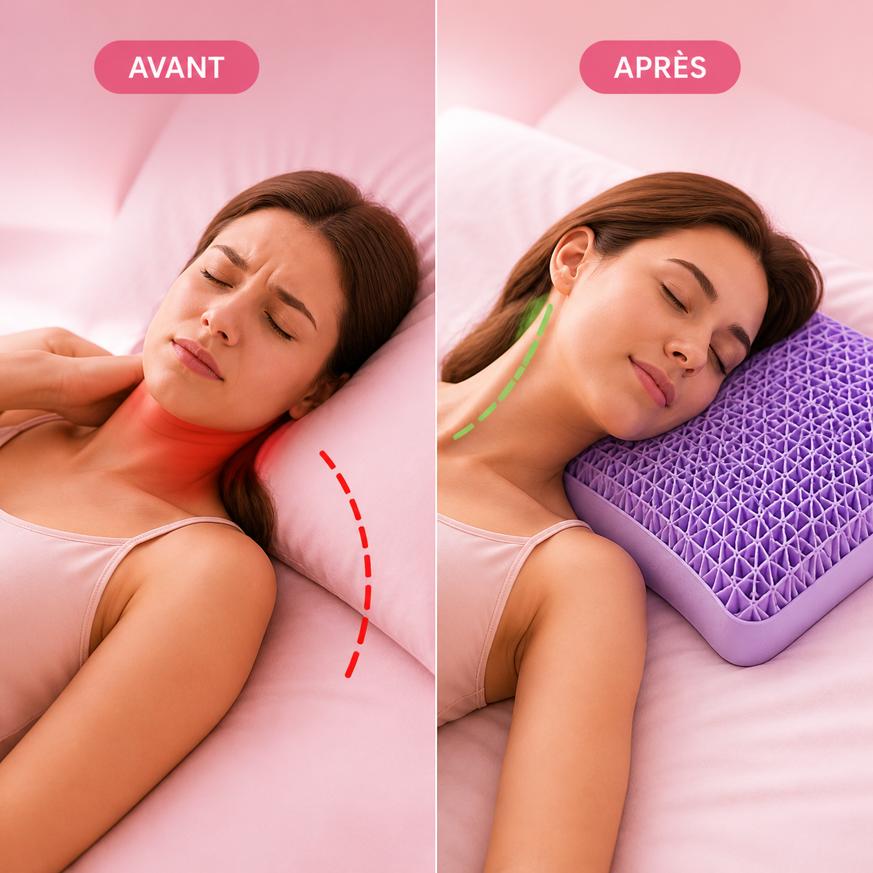 Oreiller Cervical Lavable et Respirant