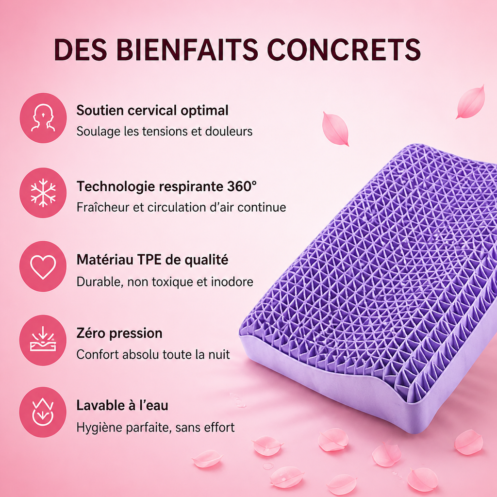 Oreiller Cervical Lavable et Respirant