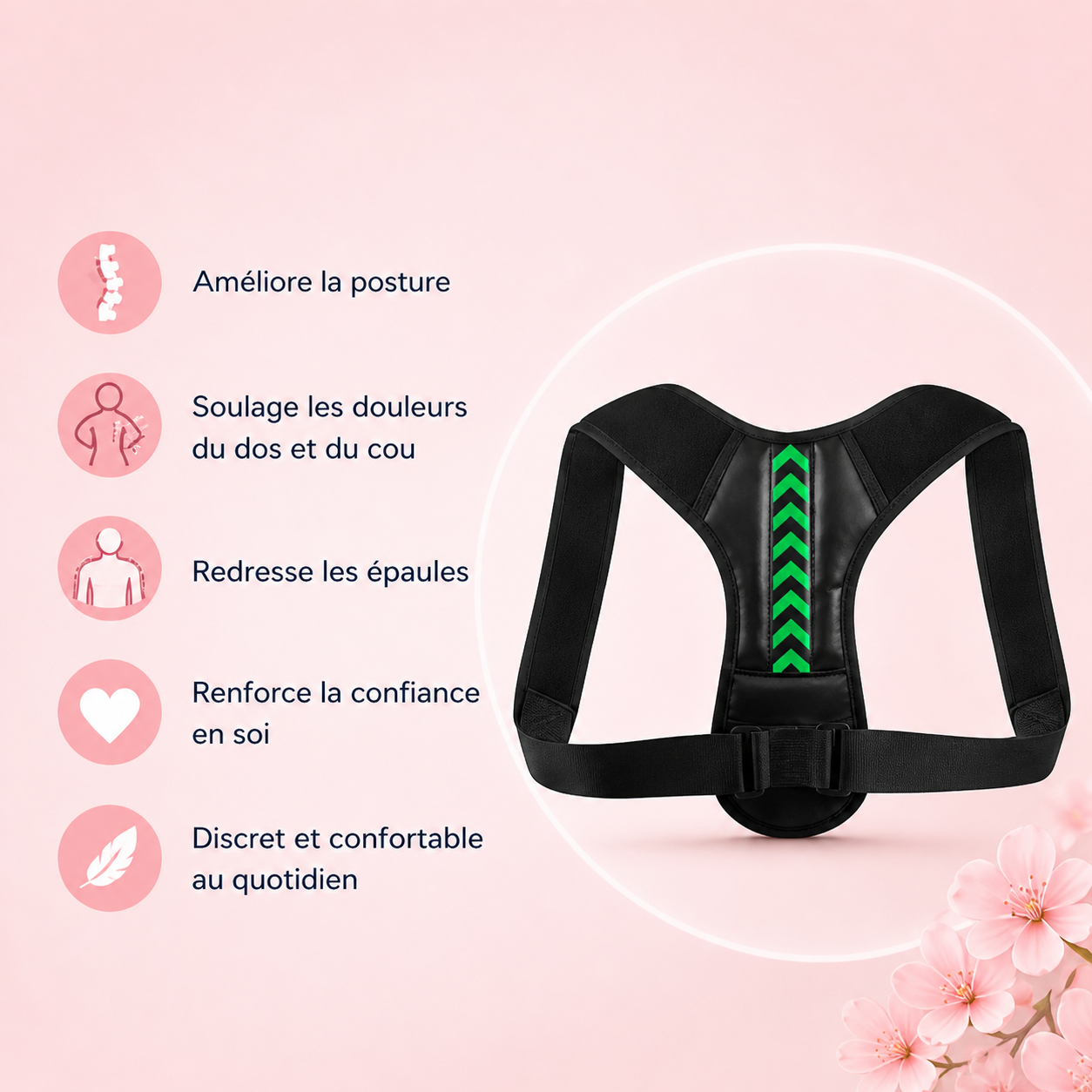Correcteur de Posture Ajustable pour Dos et Épaules