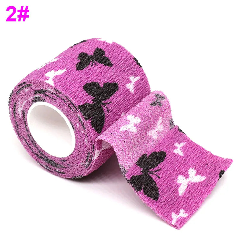 Colorful Printed Self Adhesive Elastic Bandage Wrap Tape 4.8m Sports Protector Bands for Finger Ankle Palm Joint Pet
