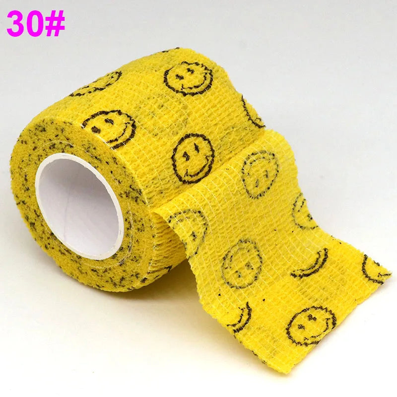 Colorful Printed Self Adhesive Elastic Bandage Wrap Tape 4.8m Sports Protector Bands for Finger Ankle Palm Joint Pet