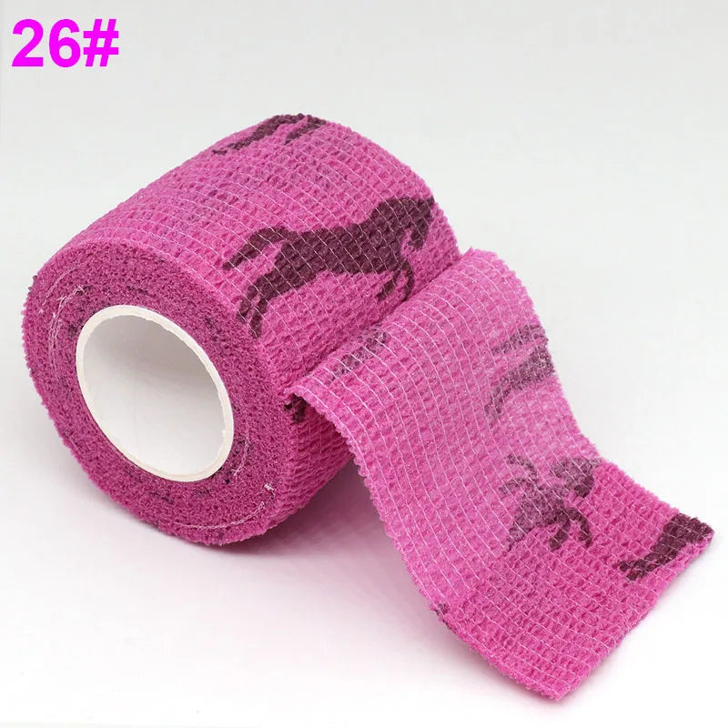 Colorful Printed Self Adhesive Elastic Bandage Wrap Tape 4.8m Sports Protector Bands for Finger Ankle Palm Joint Pet