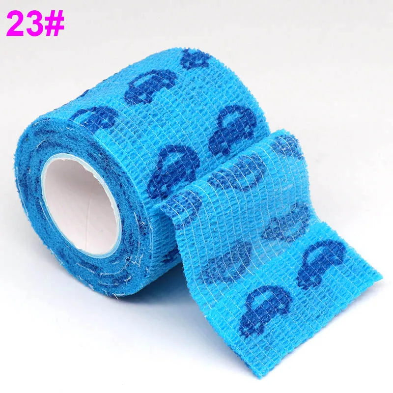Colorful Printed Self Adhesive Elastic Bandage Wrap Tape 4.8m Sports Protector Bands for Finger Ankle Palm Joint Pet