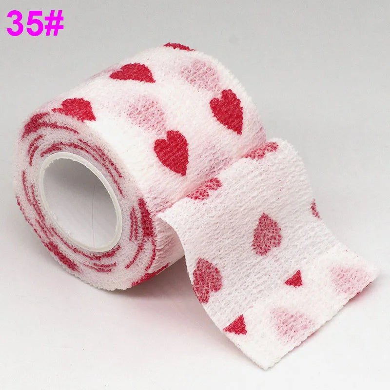 Colorful Printed Self Adhesive Elastic Bandage Wrap Tape 4.8m Sports Protector Bands for Finger Ankle Palm Joint Pet
