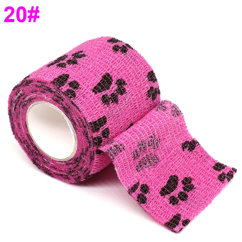 Colorful Printed Self Adhesive Elastic Bandage Wrap Tape 4.8m Sports Protector Bands for Finger Ankle Palm Joint Pet