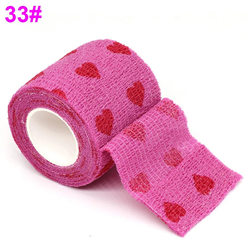 Colorful Printed Self Adhesive Elastic Bandage Wrap Tape 4.8m Sports Protector Bands for Finger Ankle Palm Joint Pet