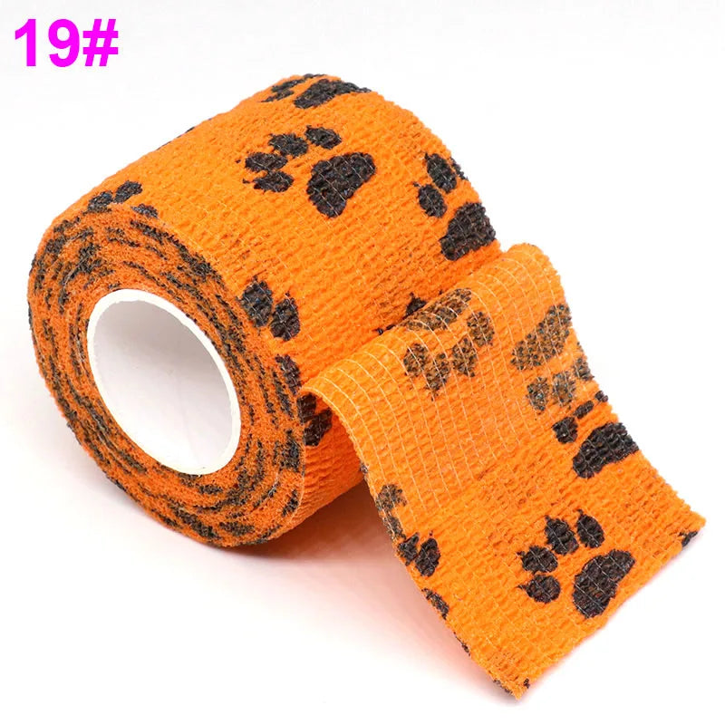 Colorful Printed Self Adhesive Elastic Bandage Wrap Tape 4.8m Sports Protector Bands for Finger Ankle Palm Joint Pet