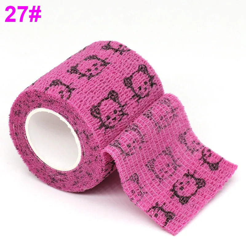 Colorful Printed Self Adhesive Elastic Bandage Wrap Tape 4.8m Sports Protector Bands for Finger Ankle Palm Joint Pet