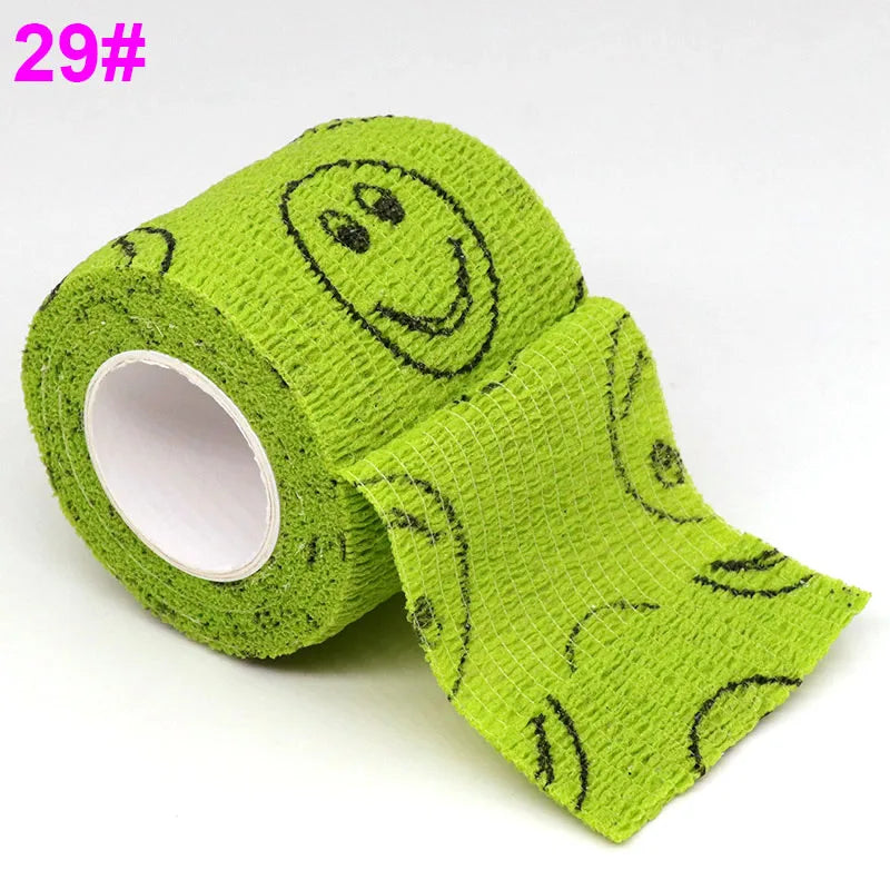Colorful Printed Self Adhesive Elastic Bandage Wrap Tape 4.8m Sports Protector Bands for Finger Ankle Palm Joint Pet
