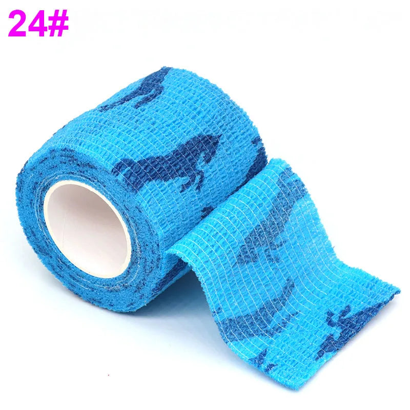 Colorful Printed Self Adhesive Elastic Bandage Wrap Tape 4.8m Sports Protector Bands for Finger Ankle Palm Joint Pet