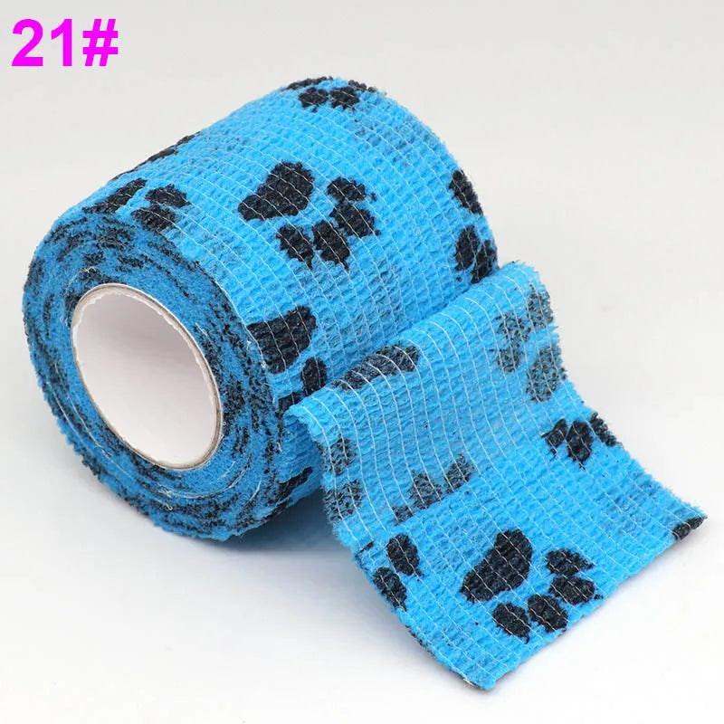 Colorful Printed Self Adhesive Elastic Bandage Wrap Tape 4.8m Sports Protector Bands for Finger Ankle Palm Joint Pet