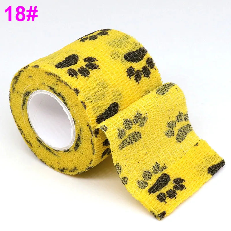 Colorful Printed Self Adhesive Elastic Bandage Wrap Tape 4.8m Sports Protector Bands for Finger Ankle Palm Joint Pet