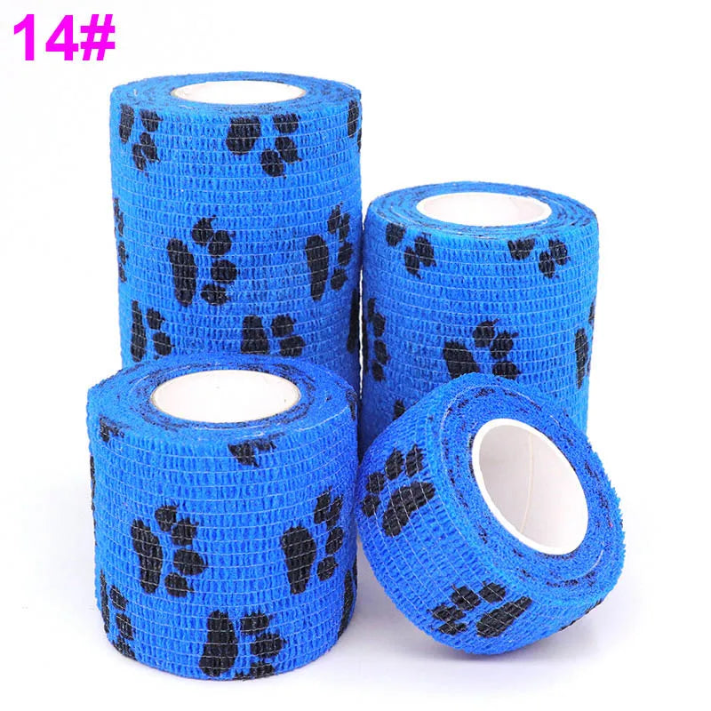 Colorful Printed Self Adhesive Elastic Bandage Wrap Tape 4.8m Sports Protector Bands for Finger Ankle Palm Joint Pet
