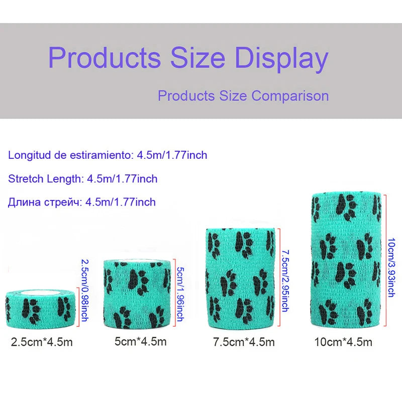 Colorful Printed Self Adhesive Elastic Bandage Wrap Tape 4.8m Sports Protector Bands for Finger Ankle Palm Joint Pet