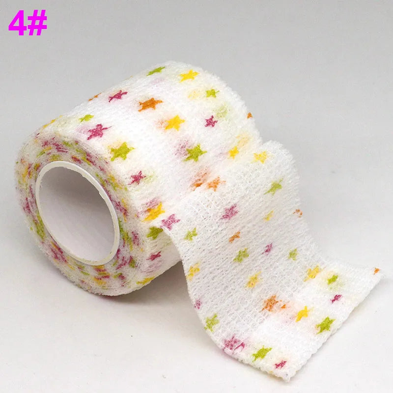 Colorful Printed Self Adhesive Elastic Bandage Wrap Tape 4.8m Sports Protector Bands for Finger Ankle Palm Joint Pet