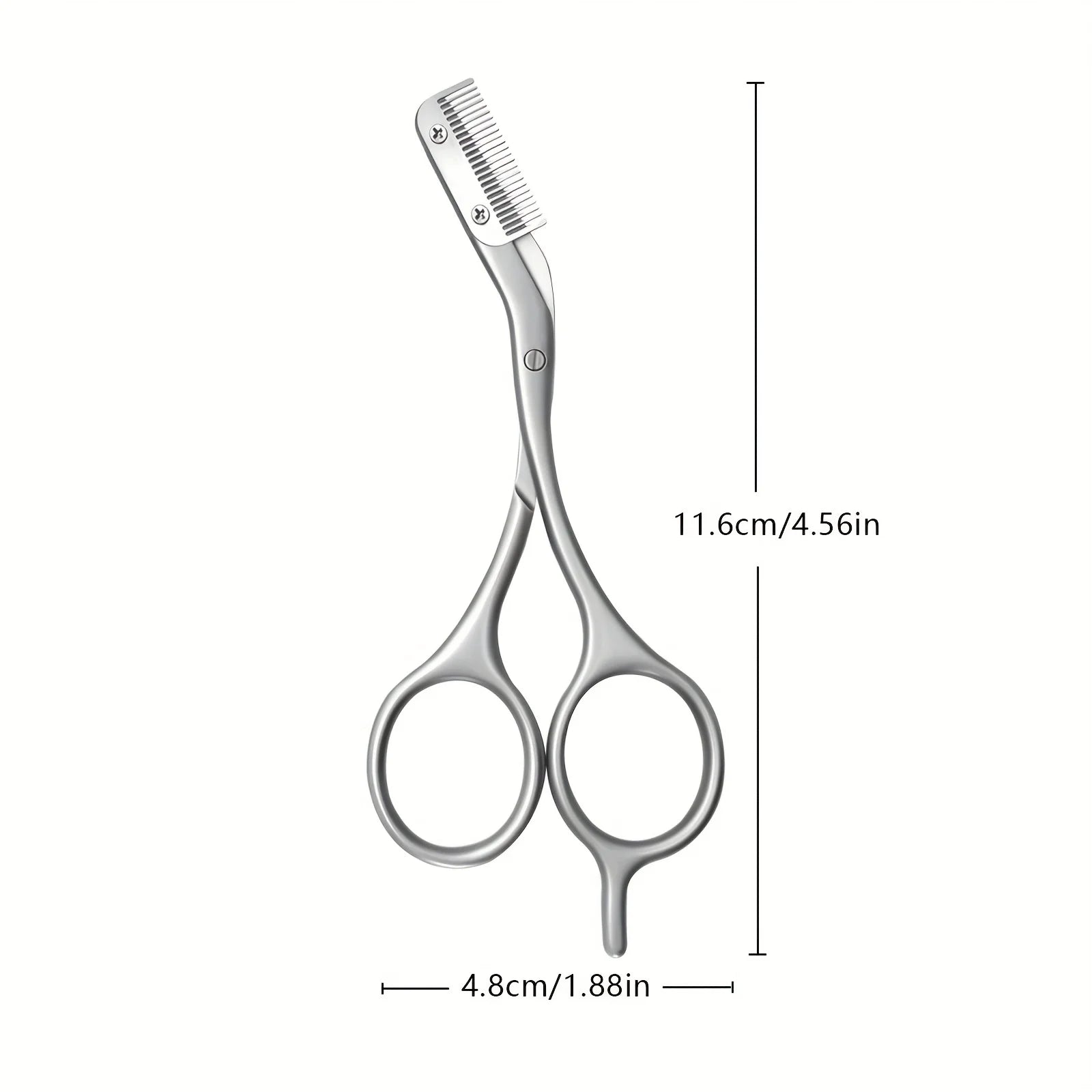 Professional Stainless Steel Eyebrow Scissors with Comb - Anti Allergic Ergonomic Dual Hand Design, Precise Shaping