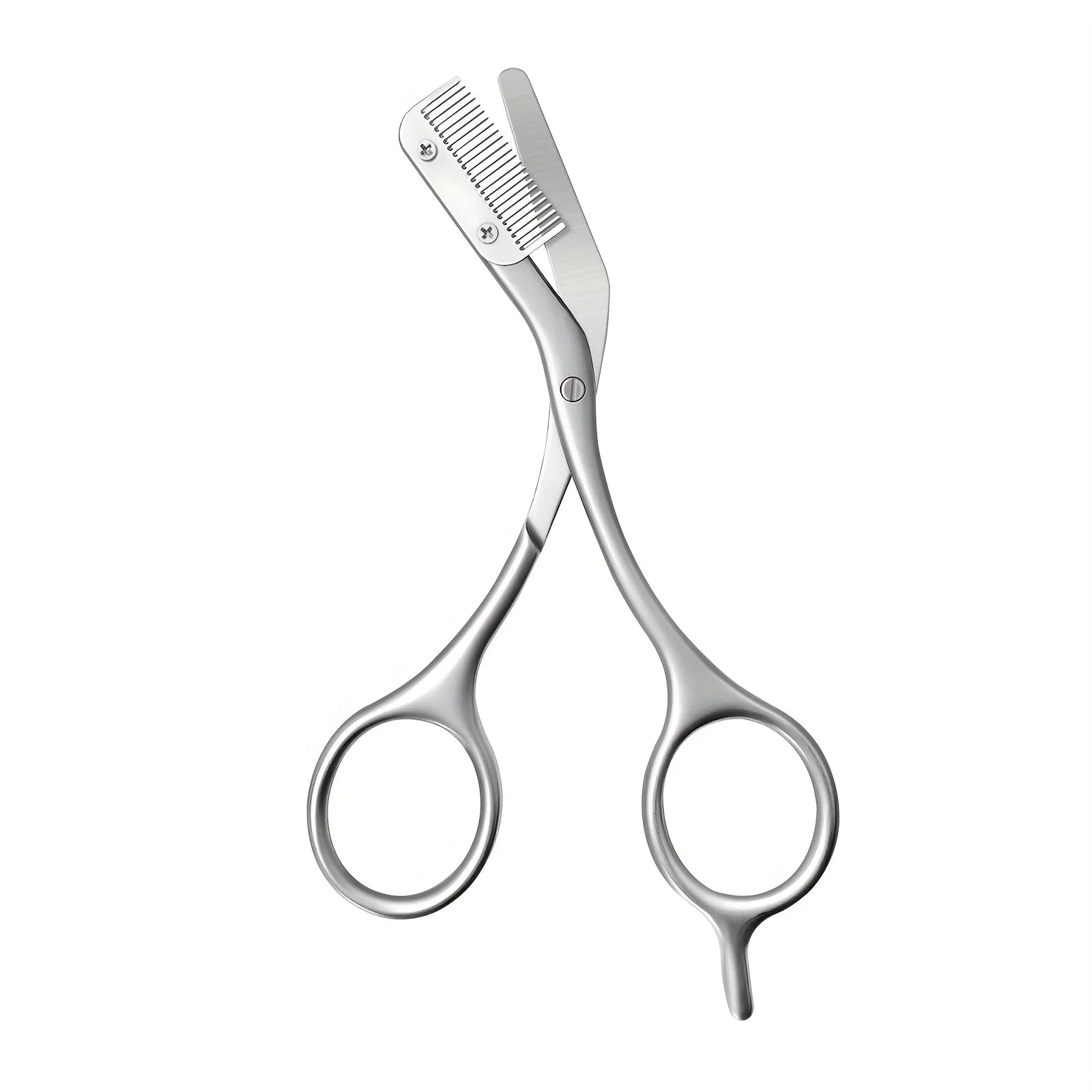 Professional Stainless Steel Eyebrow Scissors with Comb - Anti Allergic Ergonomic Dual Hand Design, Precise Shaping