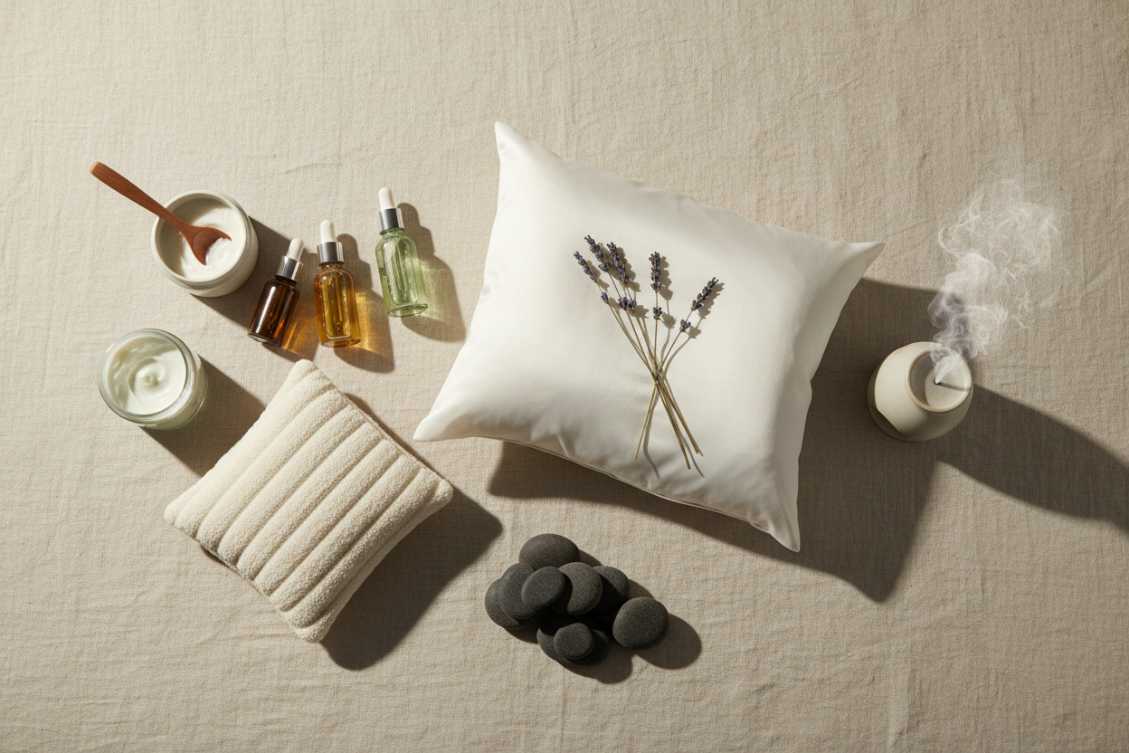 Arrière-plan bien-être flat lay